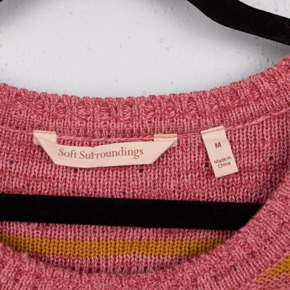 Soft Surroundings Lisabetta Art pink 3D knit stripe sweater-M - Picture 4 of 5